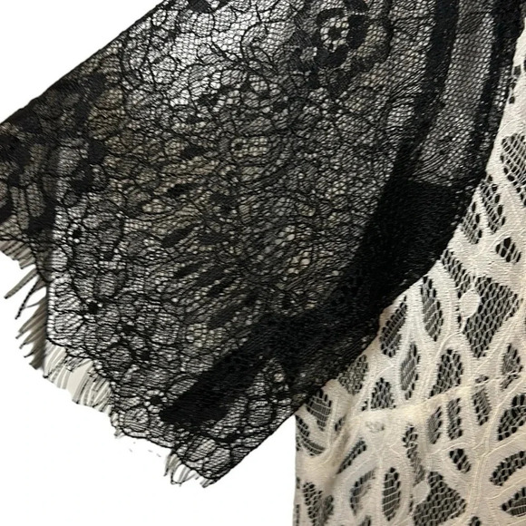 Simons Twik sheer ,lace dress,fray,lined,bow,shirt collar,Colorblock,multi media - Picture 9 of 16